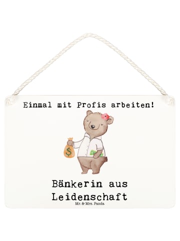 Mr. & Mrs. Panda Deko Schild Bänkerin Leidenschaft mit Spruch in Weiß