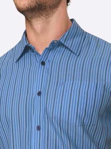 WITT WEIDEN Kurzarm-Hemd in himmelblau-gestreift