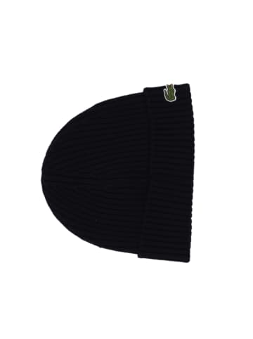 Lacoste Unisex Beanie aus gerippter Wolle in Nachtblau