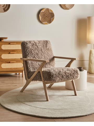 Beliani Sessel KISA in Beige/Braun - (W) 74 x (H) 84 x (L) 80 cm