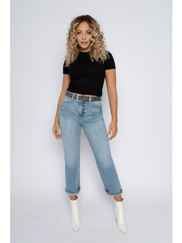 Vanzetti Ledergürtel mit Animal-Print in Schwarz-Anthrazit