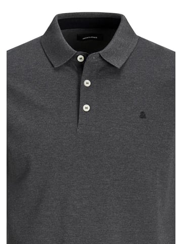 Jack & Jones Polo Shirt JJEPAULOS Sommer Hemd Kragen Pique Cotton in Dunkelgrau-3
