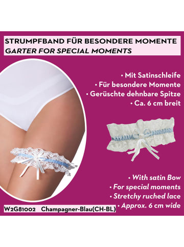 MISS PERFECT Strumpfband in Champagner / Blau