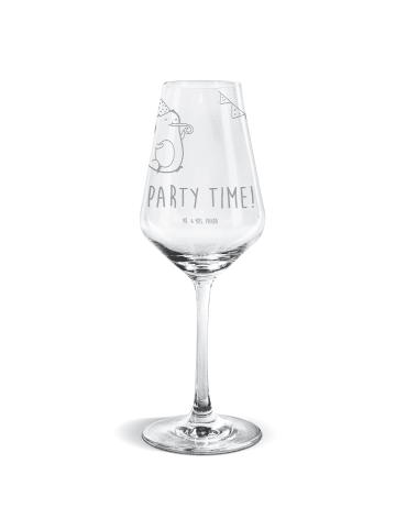 Mr. & Mrs. Panda Weißwein Glas Avocado Party Zeit mit Spruch in Transparent