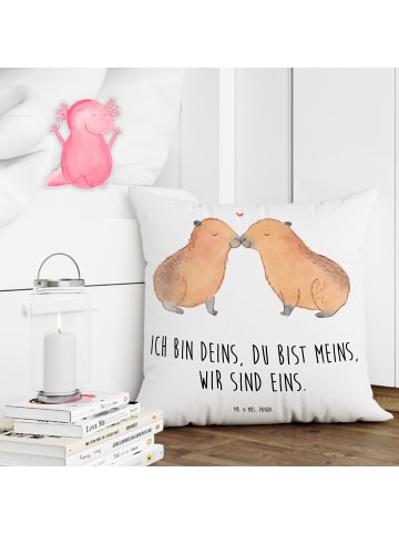 Mr. & Mrs. Panda Sofakissen Capybara Liebe mit Spruch in Weiß