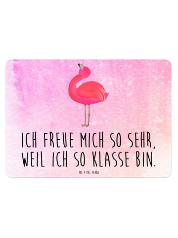 Mr. & Mrs. Panda Blechschild Flamingo Stolz mit Spruch in Aquarell Pink
