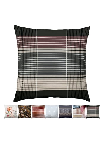 JACK Dekokissen 45x45cm Satin inkl. Füllung Motiv in Kariert Schwarz