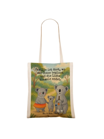 Mr. & Mrs. Panda Schultertasche Koala Familie Design mit Spruch in Weiß