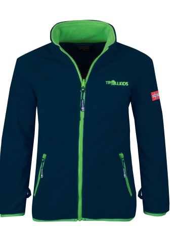 Trollkids Fleece Jacke "Oppdal XT" in Marineblau / Hellgrün