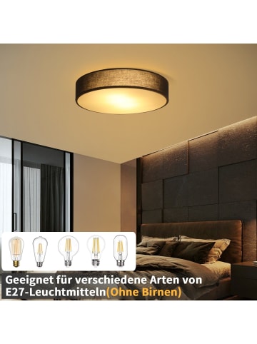 ZMH Deckenleuchte in schwarz 2-flammige E27 Rund Modern Stoff Ø38CM