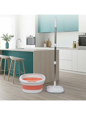 relaxdays Wischmopp -Set in Weiß/ Orange - 3,8 l