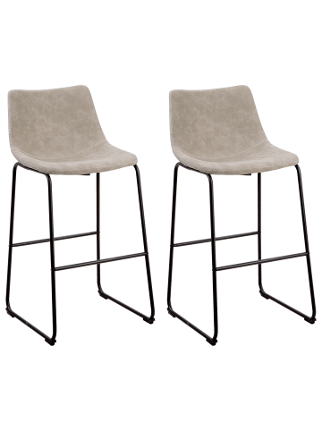 Beliani 2-tlg Barhocker FRANKS in Beige/Schwarz