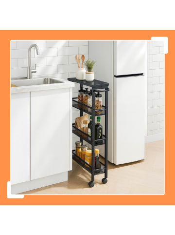 relaxdays Nischenwagen in Schwarz - (B)13 x (H)77 x (T)45,5 cm