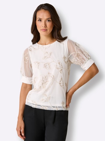 creation L Kurzarmshirt in ecru-gemustert