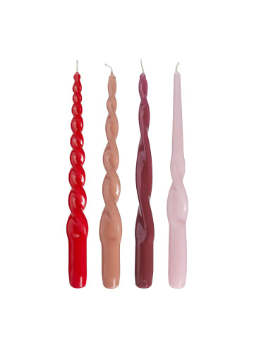 Butlers Butlers Kerzen TWISTED 4er-Set in Rot