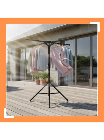 relaxdays Wäscheständer in Schwarz - (H)100-180 x Ø 125 cm