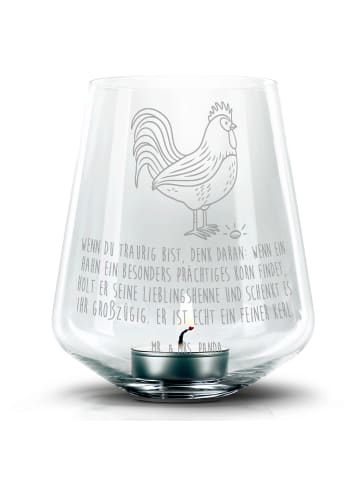 Mr. & Mrs. Panda Glas Windlicht Hahn Korn mit Spruch in Transparent