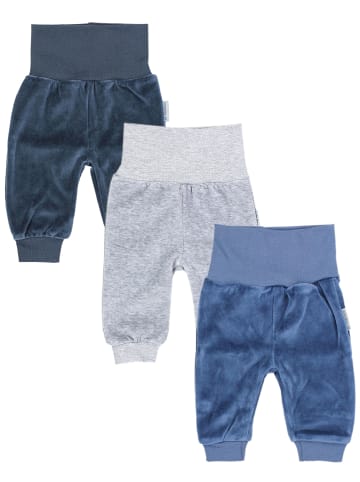 TupTam Baby Jungen Nicki Hose Jogginghose 3er Pack in blau/grau