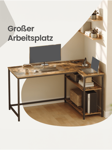 VASAGLE Computertisch Barnet in Braun - (B)120 x (H)76 x (T)80 cm