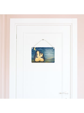 Mr. & Mrs. Panda holzbild Pinguine Einschlafen Design mit Spruch in Weiß