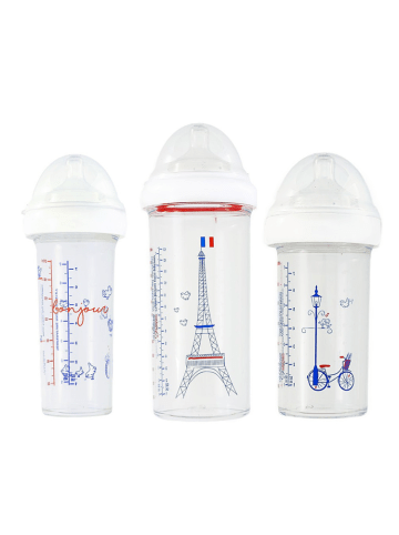 Le Biberon Babyflaschen 3 Stück mit Sauger Tritan 2 x 210 ml & 1 x 360 ml für Baby 0M+