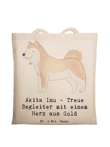 Mr. & Mrs. Panda Umhängetasche Akita Inu Herz mit Spruch in Creme