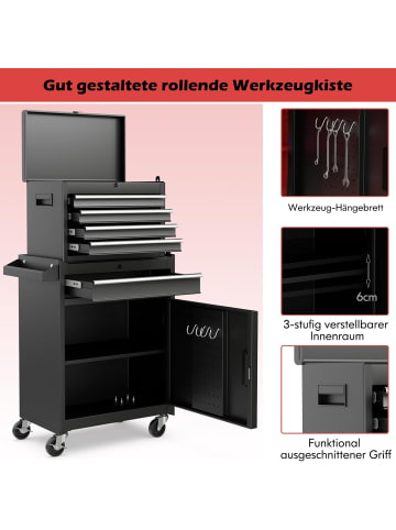 COSTWAY 2 in 1 Werkzeugwagen Abnehmbar in Schwarz