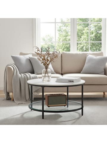 VASAGLE Couchtisch Baris in Weiß-Schwarz - (B)80 x (H)45 x (T)80 cm