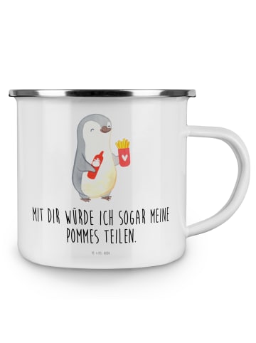 Mr. & Mrs. Panda Tasse Pinguin Pommes mit Spruch in Weiß