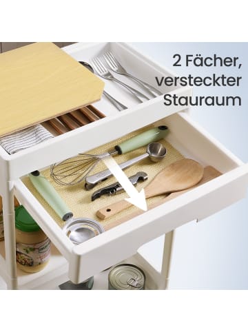 SONGMICS Rollwagen Benco in Weiß-Eichenfarben - (B)41 x (H)91 x (T)25.5 cm
