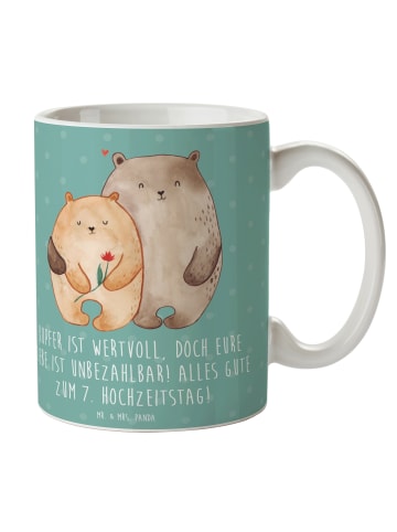 Mr. & Mrs. Panda Trinkbecher 7. Hochzeitstag Kupferhochzeit mit ... in Meeresbrise