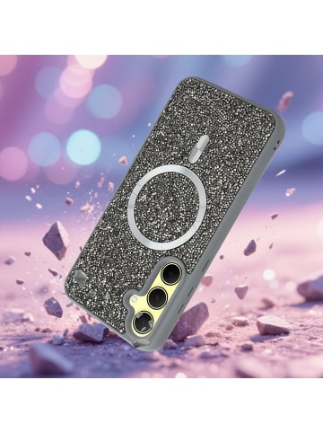 cadorabo Hülle für Samsung Galaxy A35 5G Glitzer Schutzhülle in Grau