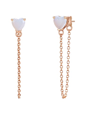 Glanzstücke München Ohrstecker Herz Sterling Silber Mondstein (synth.) in roségold