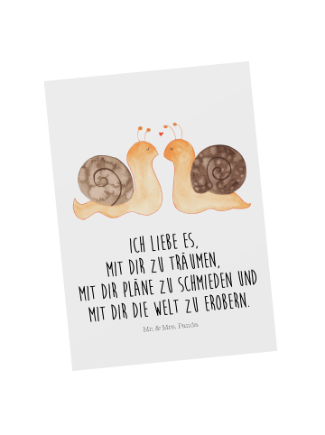 Mr. & Mrs. Panda Postkarte Schnecken Liebe mit Spruch in Weiß