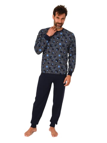 NORMANN Schlafanzug langarm Bündchen - 88798 in navy