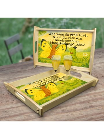 Mr. & Mrs. Panda tablett aus holz Raupe Schmetterling Design mit... in Weiß