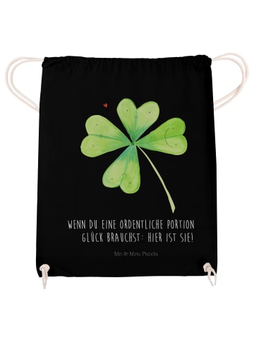 Mr. & Mrs. Panda Jutebeutel Blume Kleeblatt mit Spruch in Schwarz