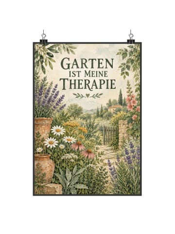 Poster Garten naturverbunden Design mit Spruch in Weiß