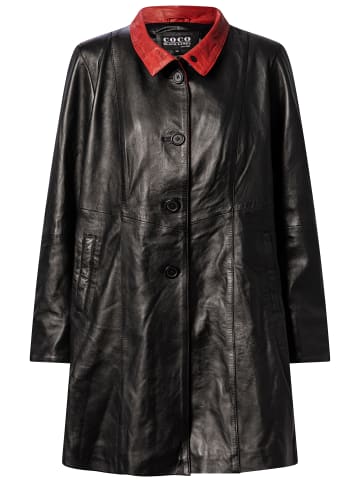 CBL Damen Ledermantel in schwarz