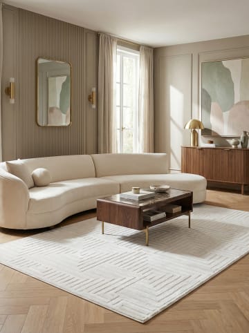KADIMA DESIGN Teppich Kurzflor 3D-Reliefdesign Polypropylen Wohnzimmer in Creme