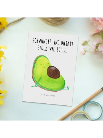 Mr. & Mrs. Panda Grußkarte Avocado Schwangerschaft mit Spruch in Weiß