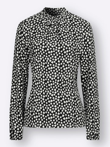 WITT WEIDEN Stehkragen-Shirt in ecru-schwarz-bedruckt