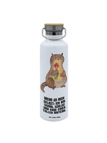 Mr. & Mrs. Panda Feldflasche Otter Blumenstrauß mit Spruch in Weiß