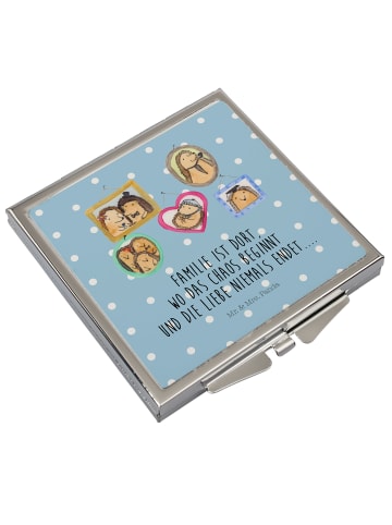 Mr. & Mrs. Panda Schminkspiegel Igel Familie mit Spruch in Blau Pastell