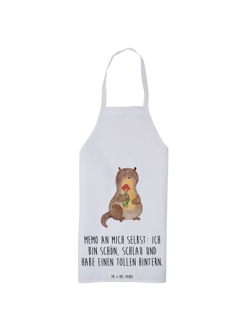 Mr. & Mrs. Panda Schürze Otter Blumenstrauß mit Spruch in Weiß