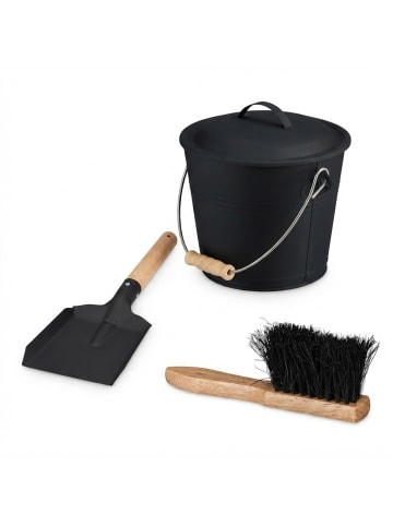 relaxdays 3tlg. Ascheeimer Set in Schwarz