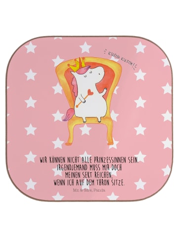 Mr. & Mrs. Panda Bierdeckel Einhorn König mit Spruch in Rot Pastell