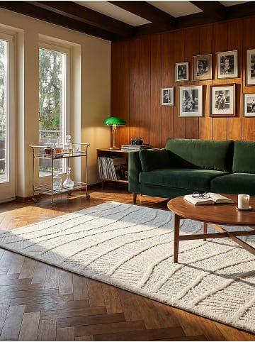 KADIMA DESIGN Wollteppich Kurzflor CARVE Abstrakt Handgetuftet Naturfaser Wohnzimmer in Natur