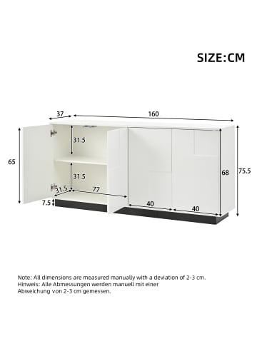 ABRIHOME Sideboard mit Push-to-Open & Kippschutz