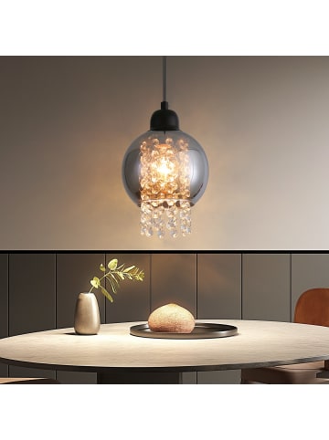 ZMH Pendelleuchte 1-flammige E27 in Schwarz Kristall Glas Modern Max.40W